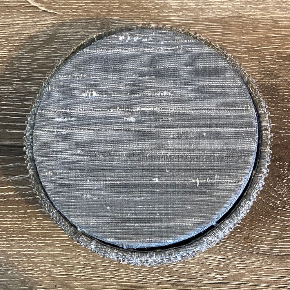 Iridescent Silver Gray Beaded Coaster Set of 6 with Box 5.25x1.5 4.25 Coasters - Picture 2 of 6